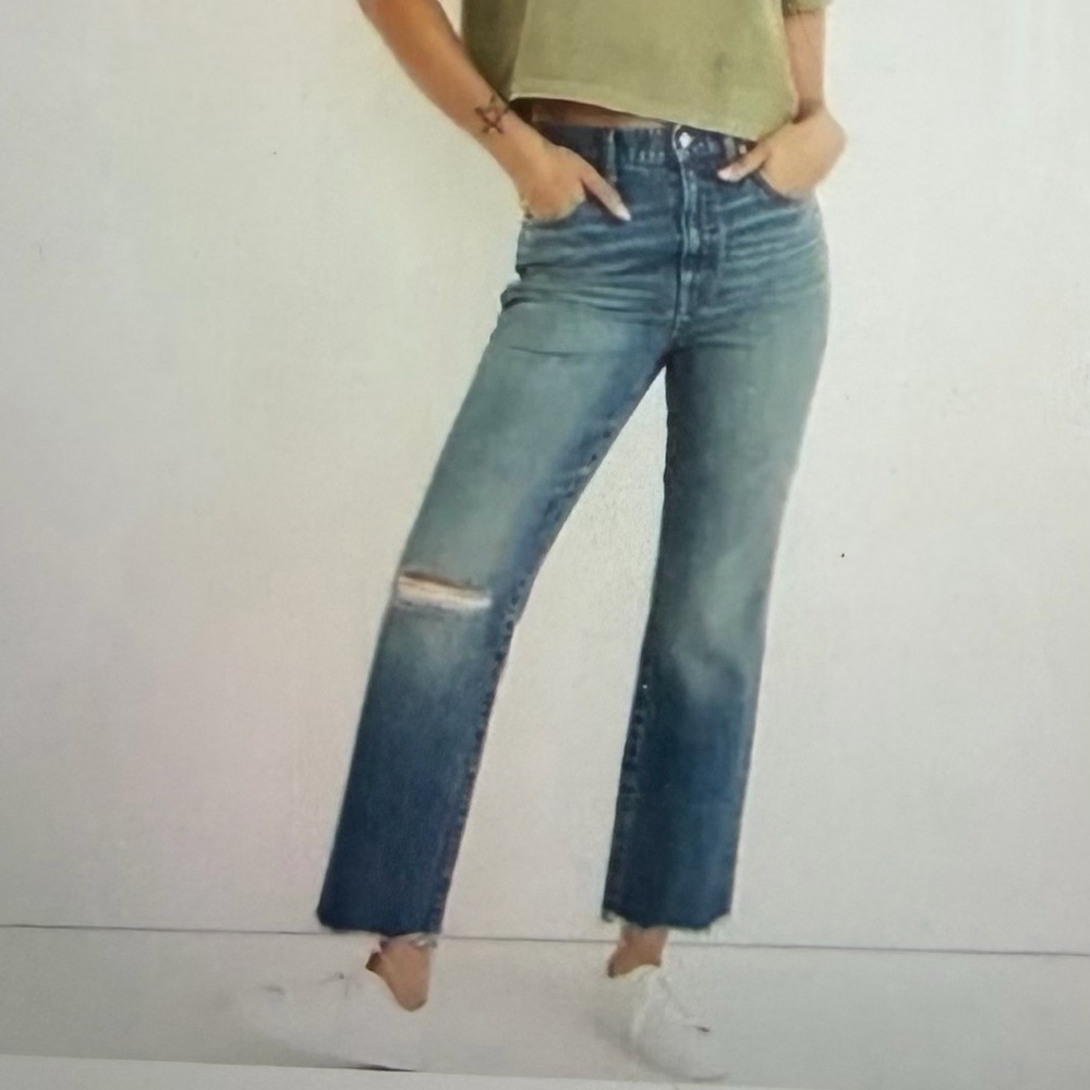 Madewell Slim Demi-Boot Jeans size 28 Raw Hem Distressed